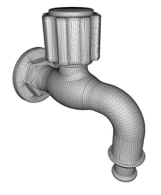 Classic Water Faucet Low-poly 3D model_3