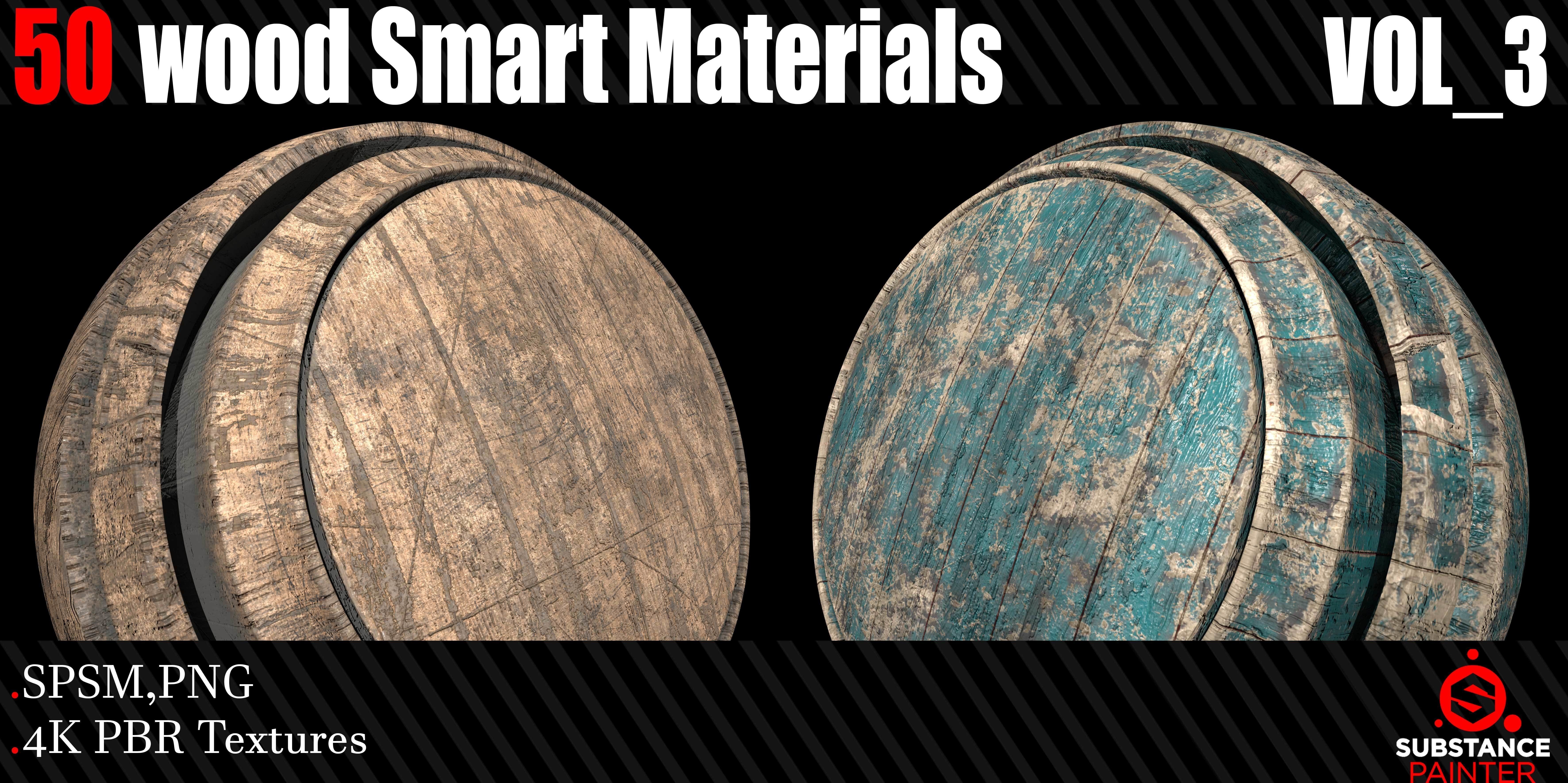 50 Wood Smart Materials  4K PBR Textures Vol 3 Texture_1