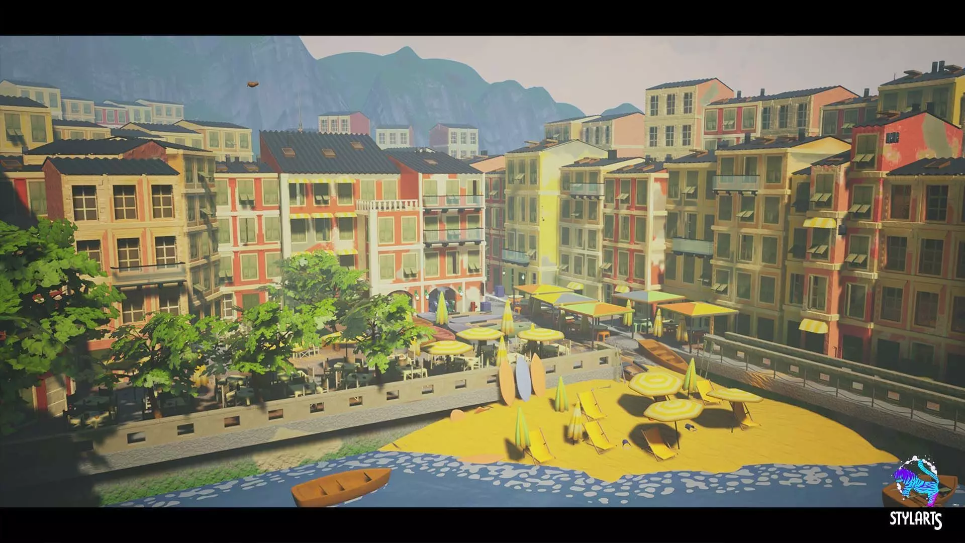 Stylized Tuskany Seaside City Low-poly 3D model_0