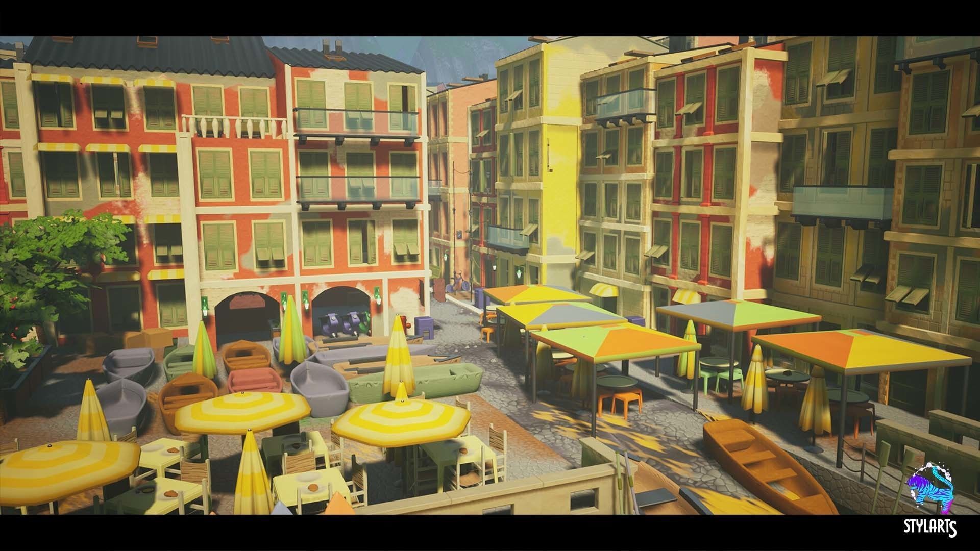 Stylized Tuskany Seaside City Low-poly 3D model_1