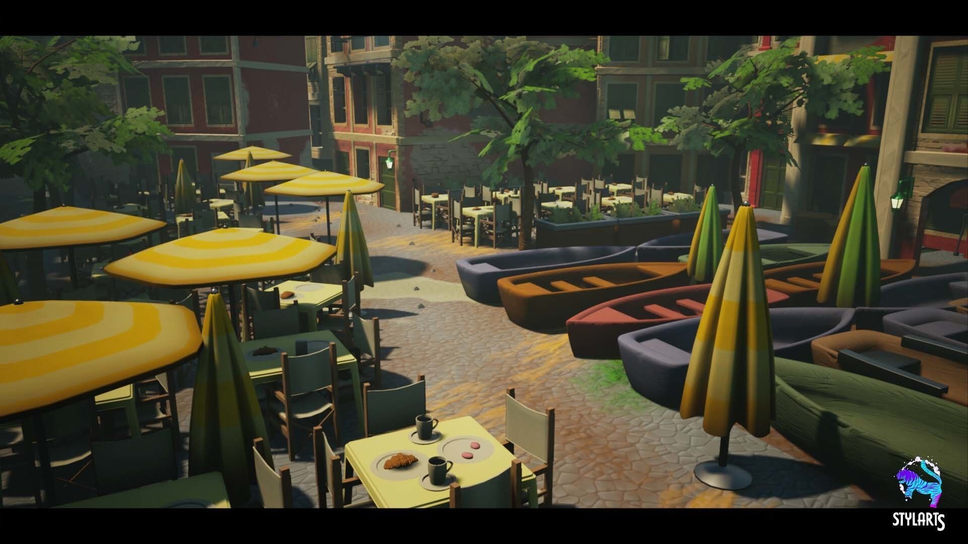 Stylized Tuskany Seaside City Low-poly 3D model_5