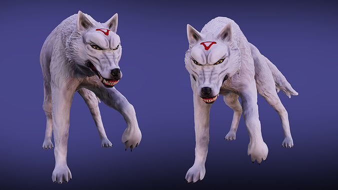  Megumis  divine dog Low-poly 3D model