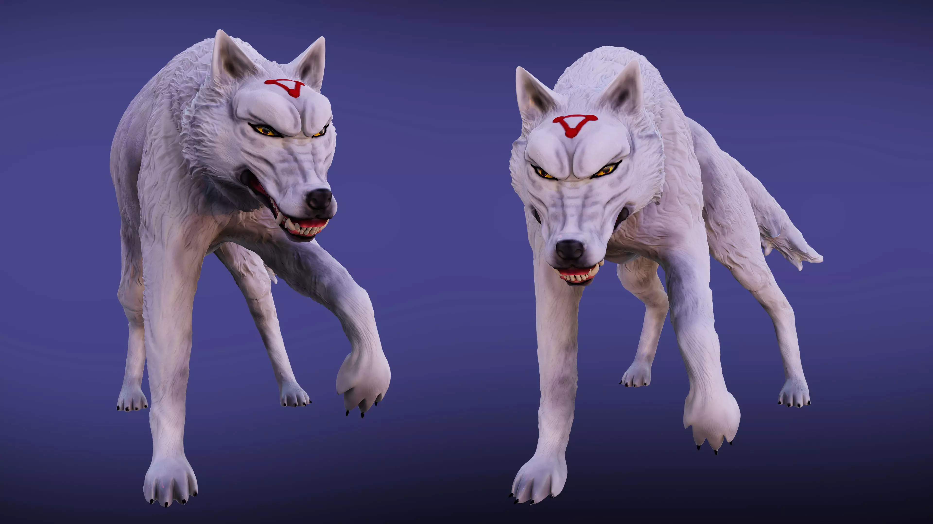 Megumis divine dog Low-poly 3D model_0