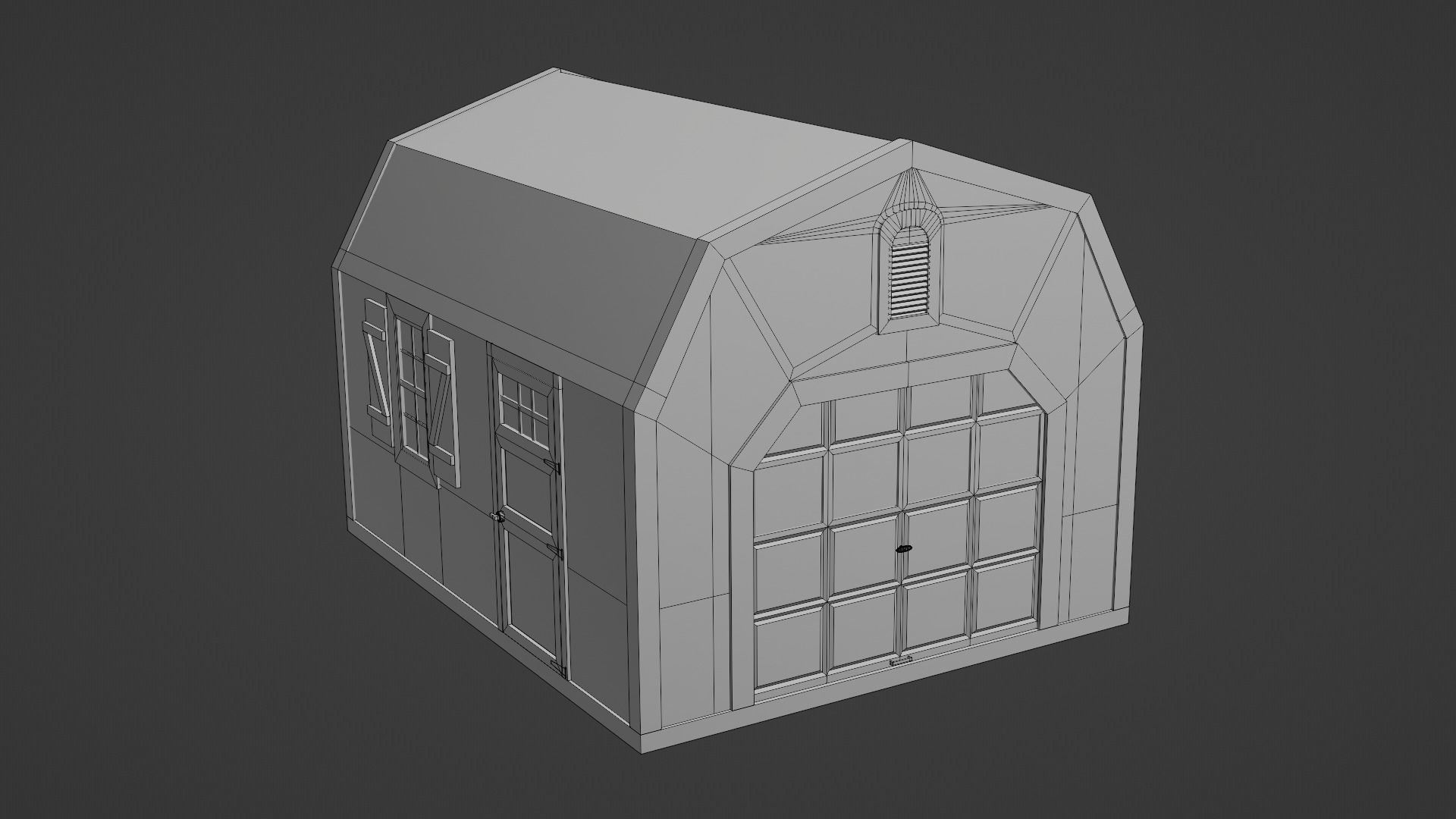 Short Farm Garage 2 Low-poly 3D model_9
