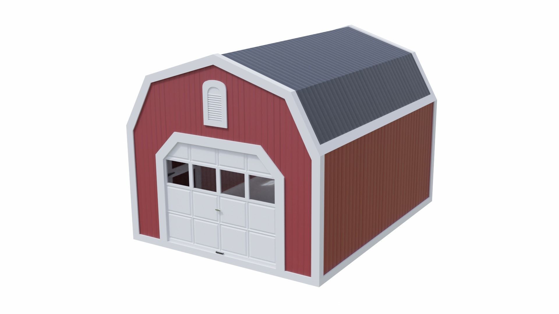 Short Farm Garage 2 Low-poly 3D model_4