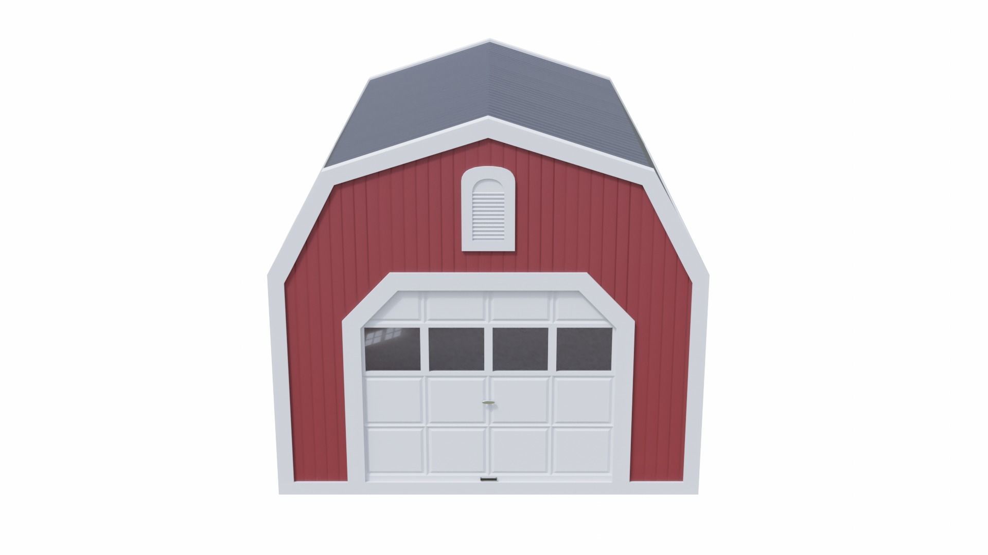 Short Farm Garage 2 Low-poly 3D model_3