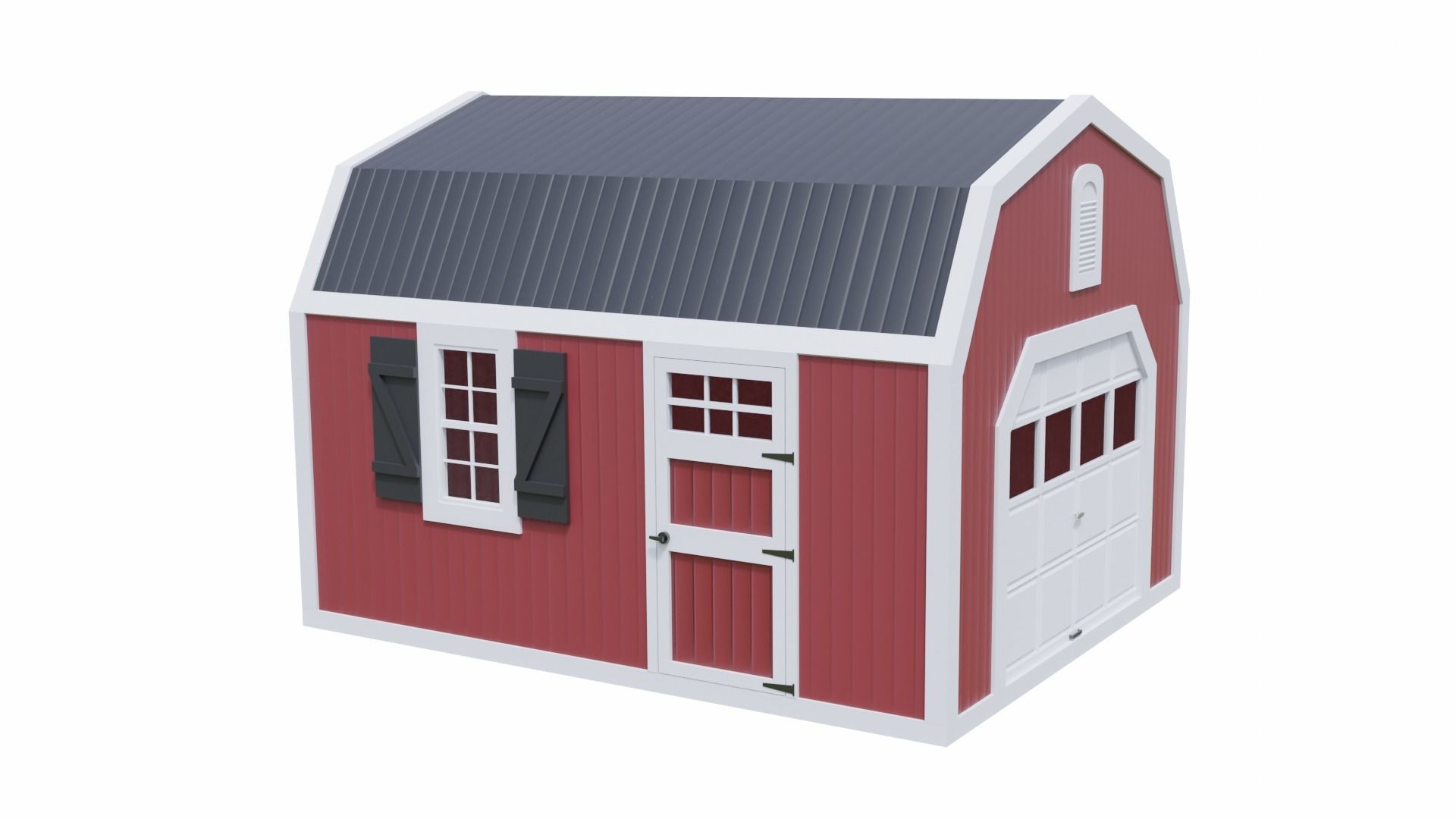 Short Farm Garage 2 Low-poly 3D model_5