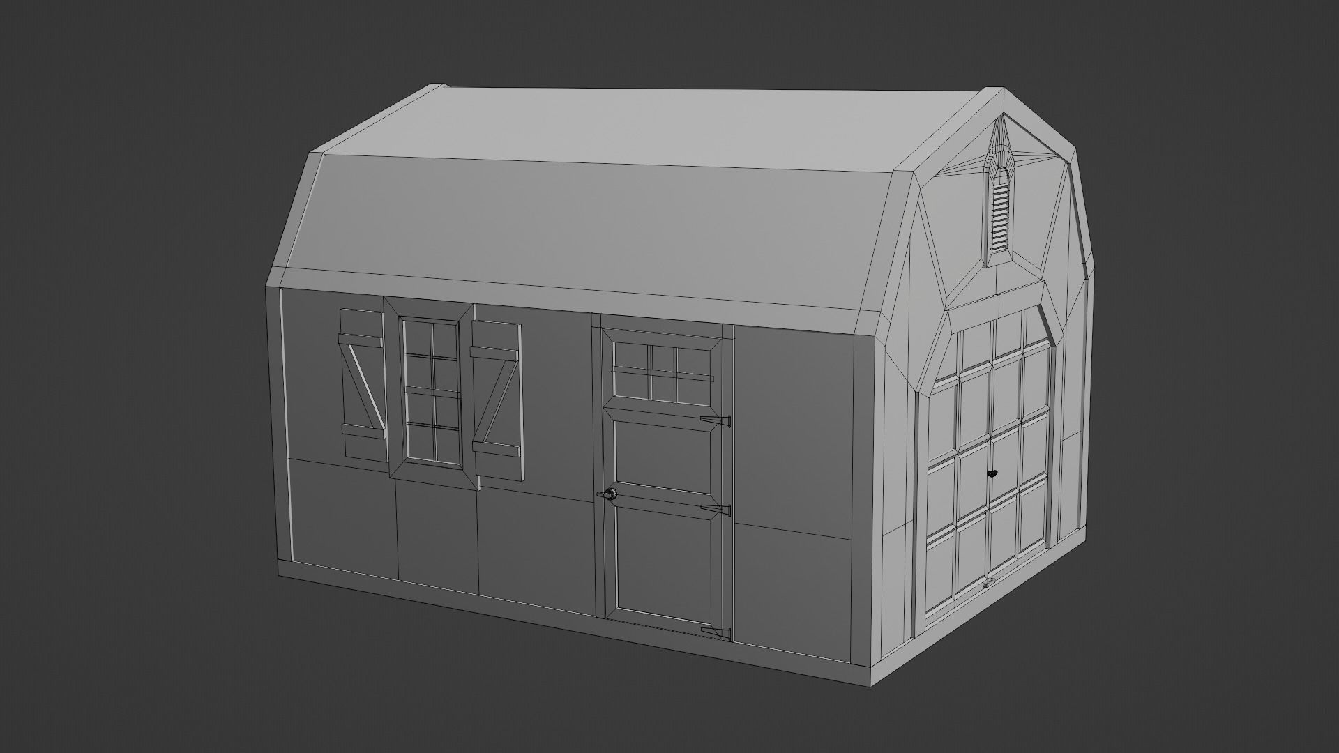 Short Farm Garage 2 Low-poly 3D model_12