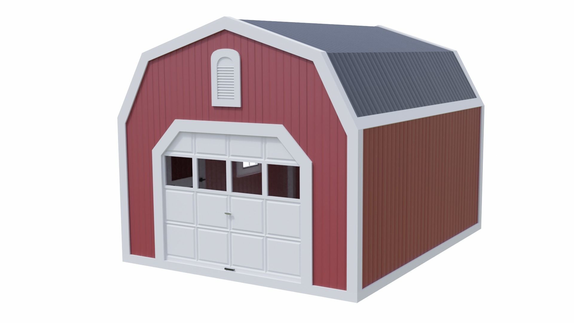Short Farm Garage 2 Low-poly 3D model_7
