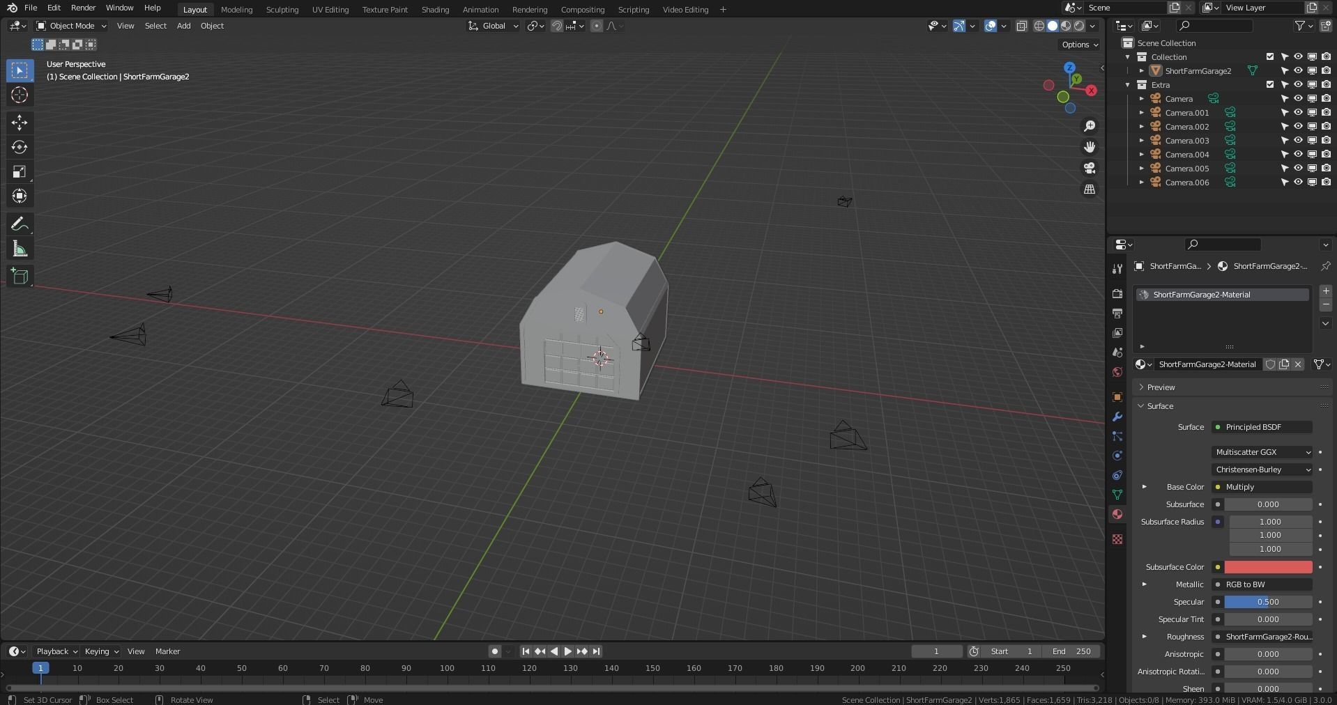 Short Farm Garage 2 Low-poly 3D model_16