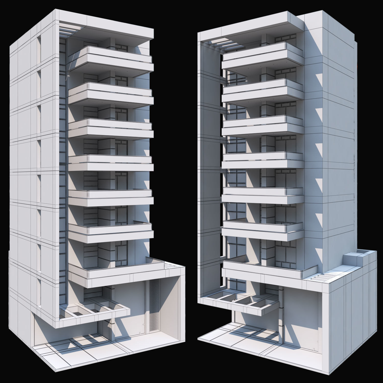 Residential building Maiorca Low-poly 3D model_5
