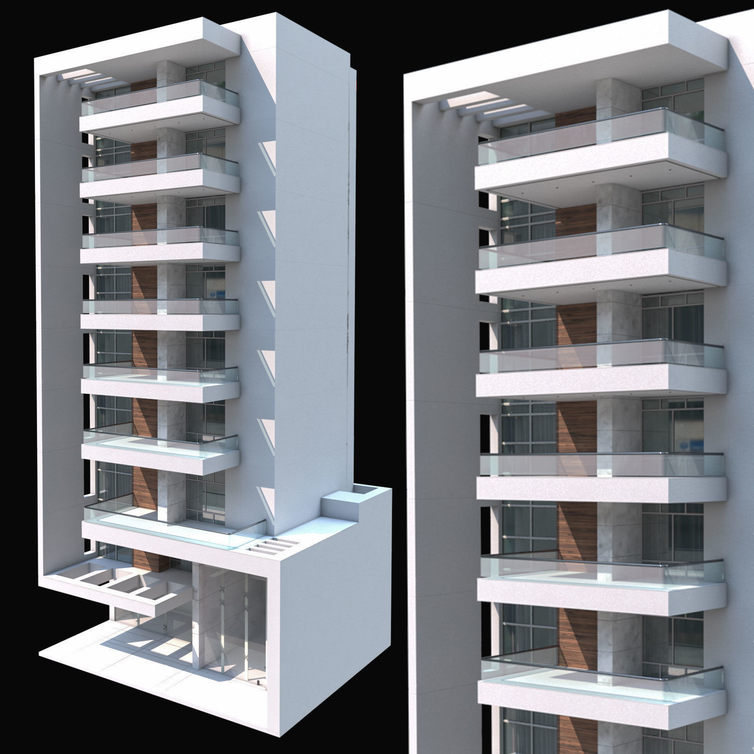 Residential building Maiorca Low-poly 3D model_1