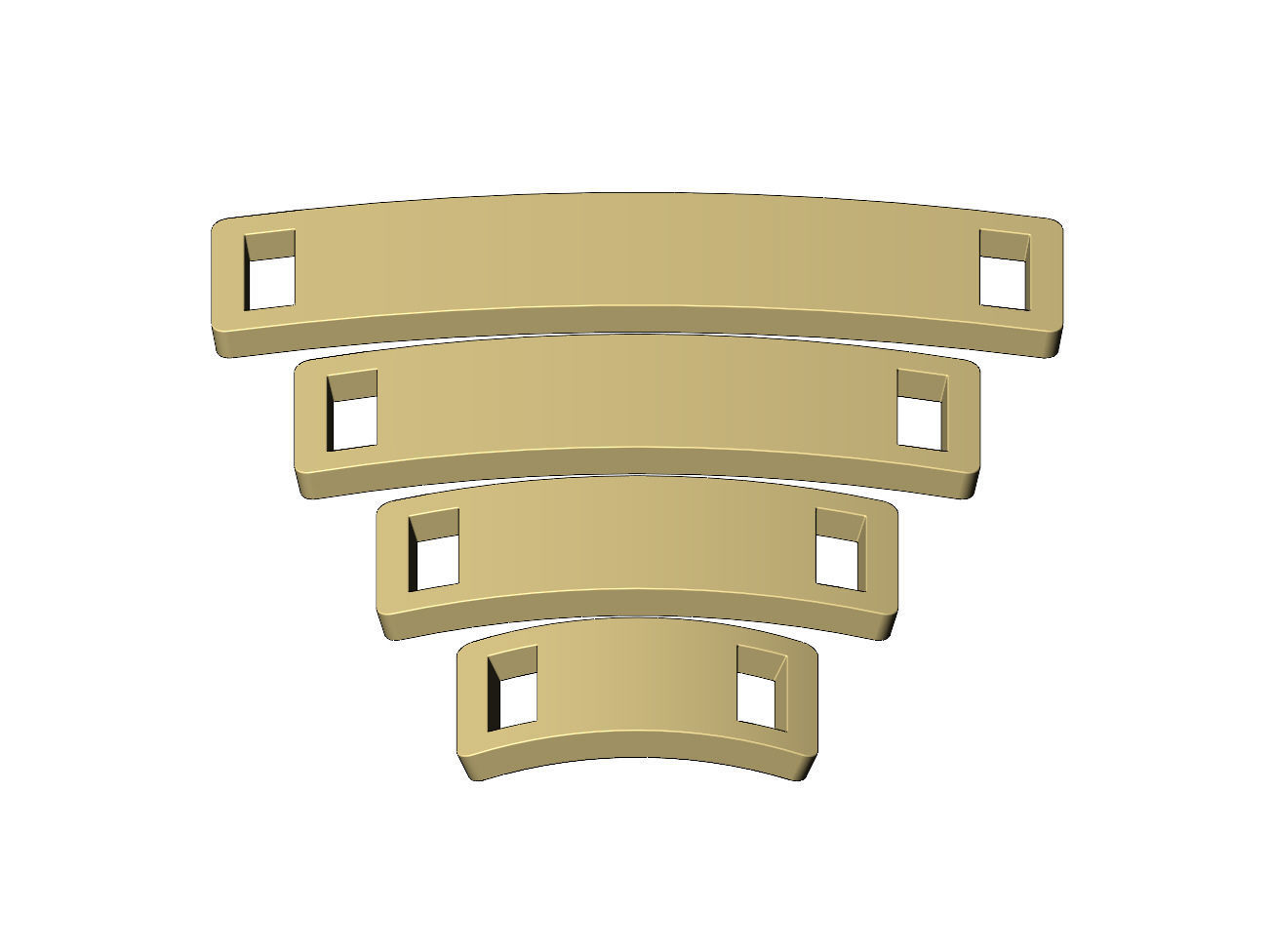 Simple rectangular bracelet plate miniset 3D print model_4