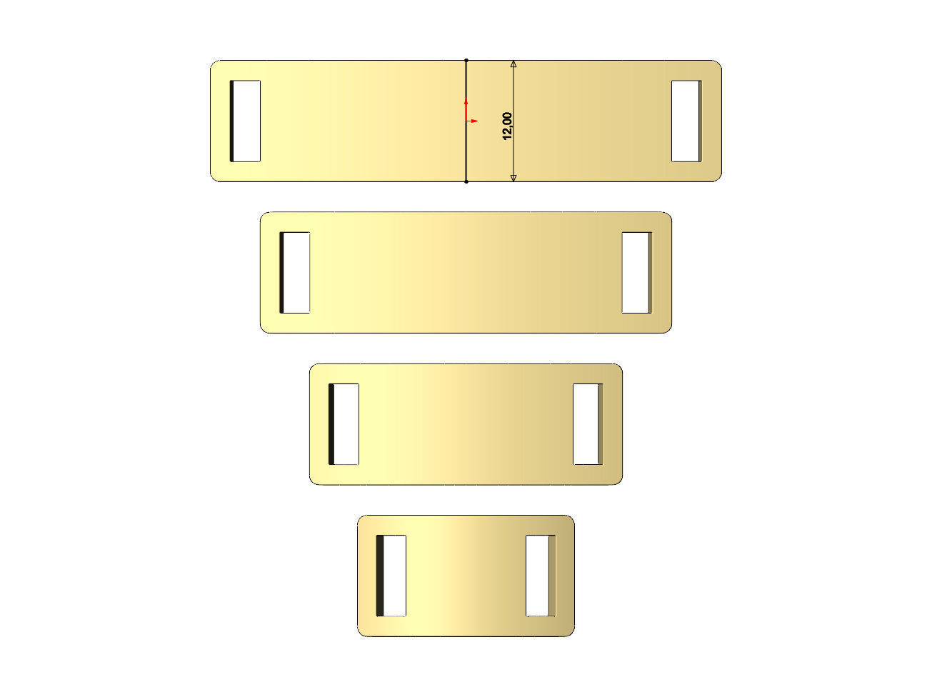 Simple rectangular bracelet plate miniset 3D print model_6
