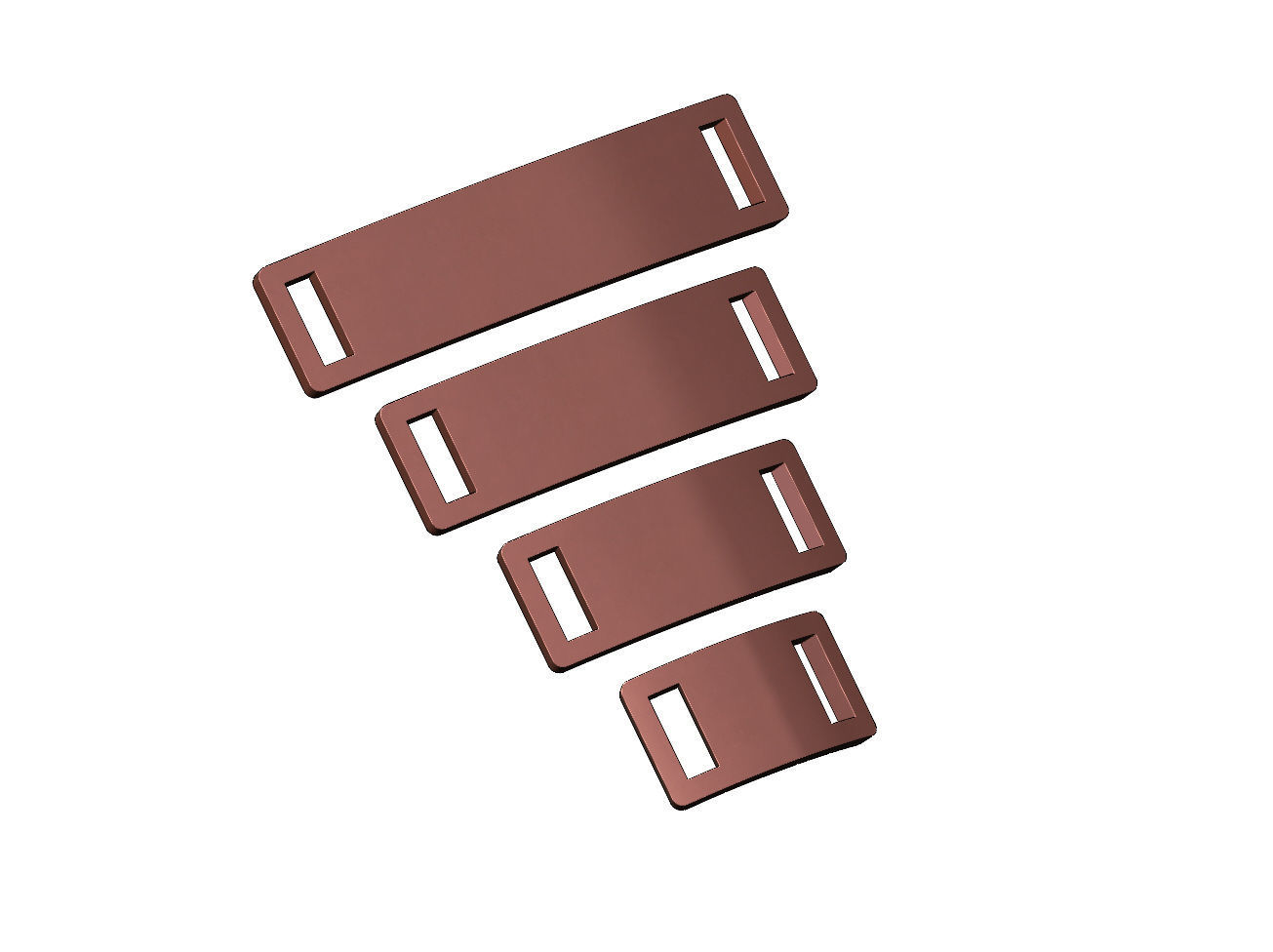 Simple rectangular bracelet plate miniset 3D print model_10