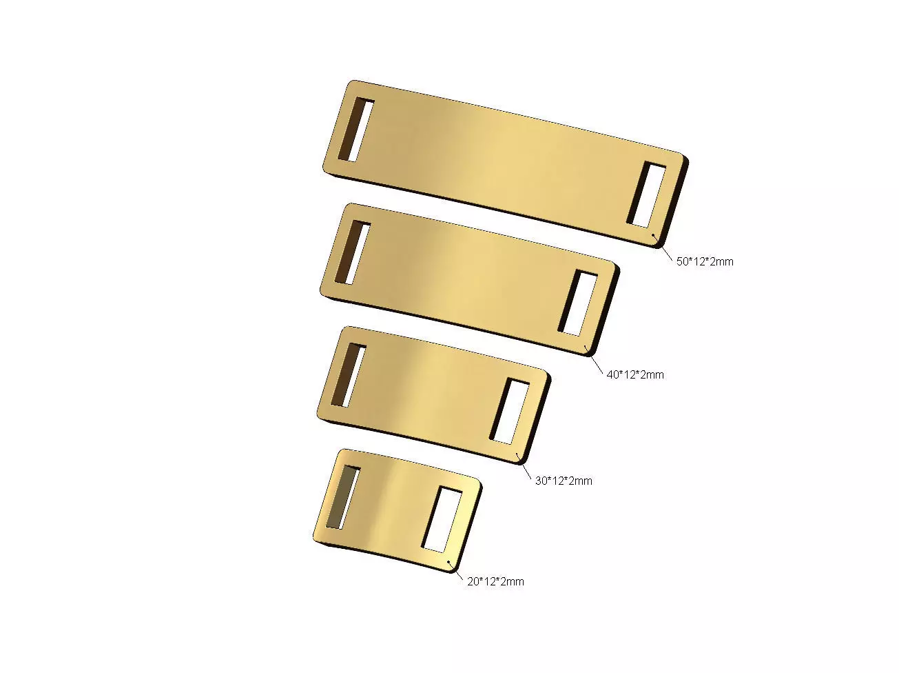 Simple rectangular bracelet plate miniset 3D print model_0