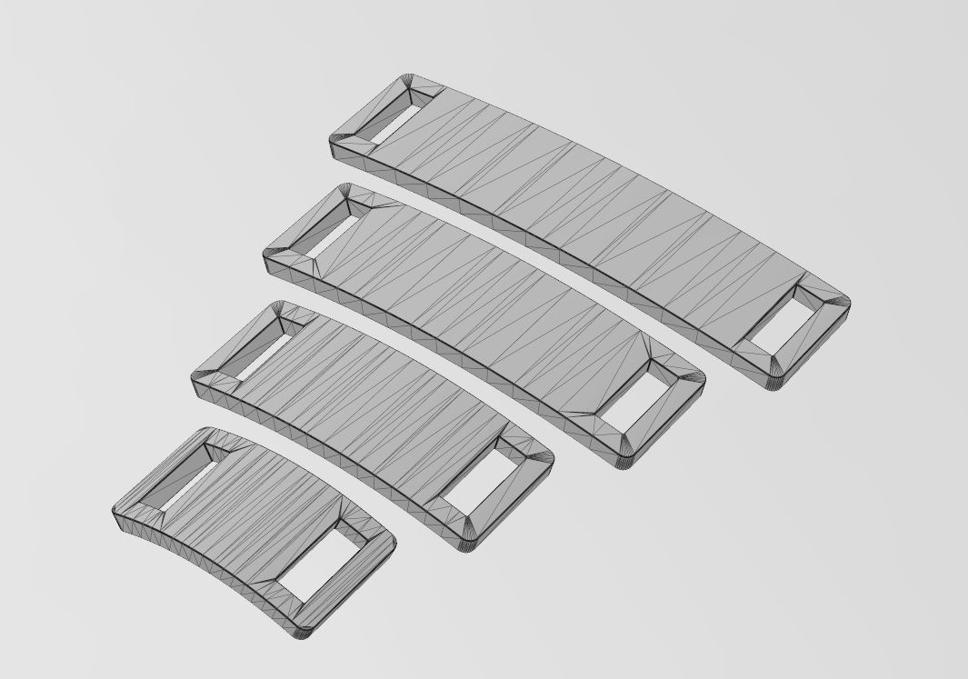 Simple rectangular bracelet plate miniset 3D print model_14