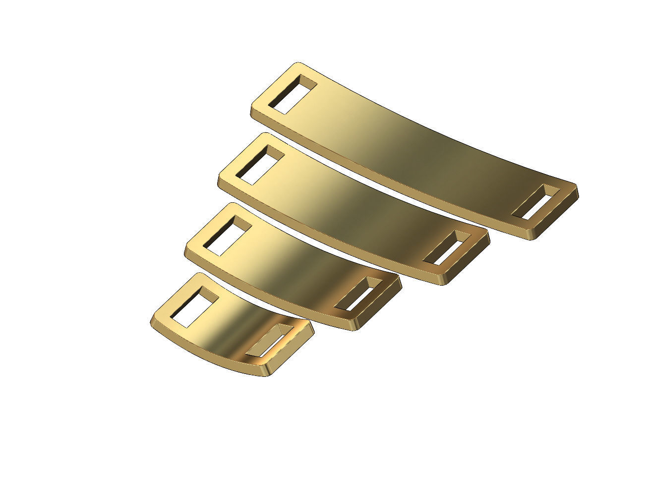 Simple rectangular bracelet plate miniset 3D print model_2