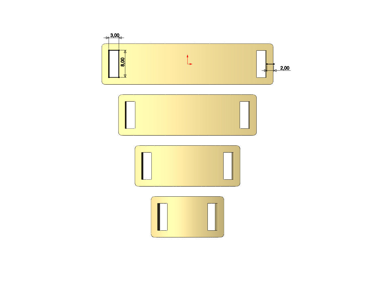 Simple rectangular bracelet plate miniset 3D print model_7