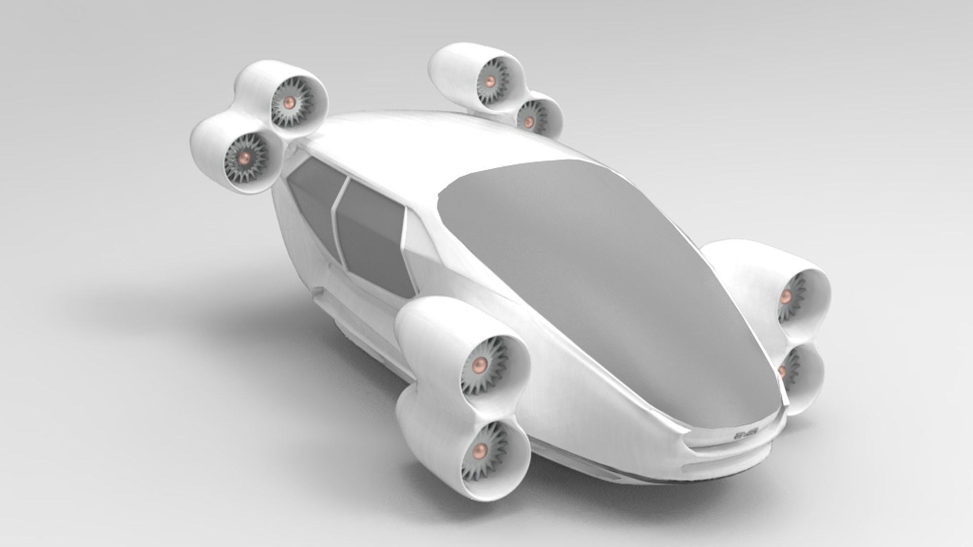 concept fantasic Air car with Jet engine Low-poly 3D model_7