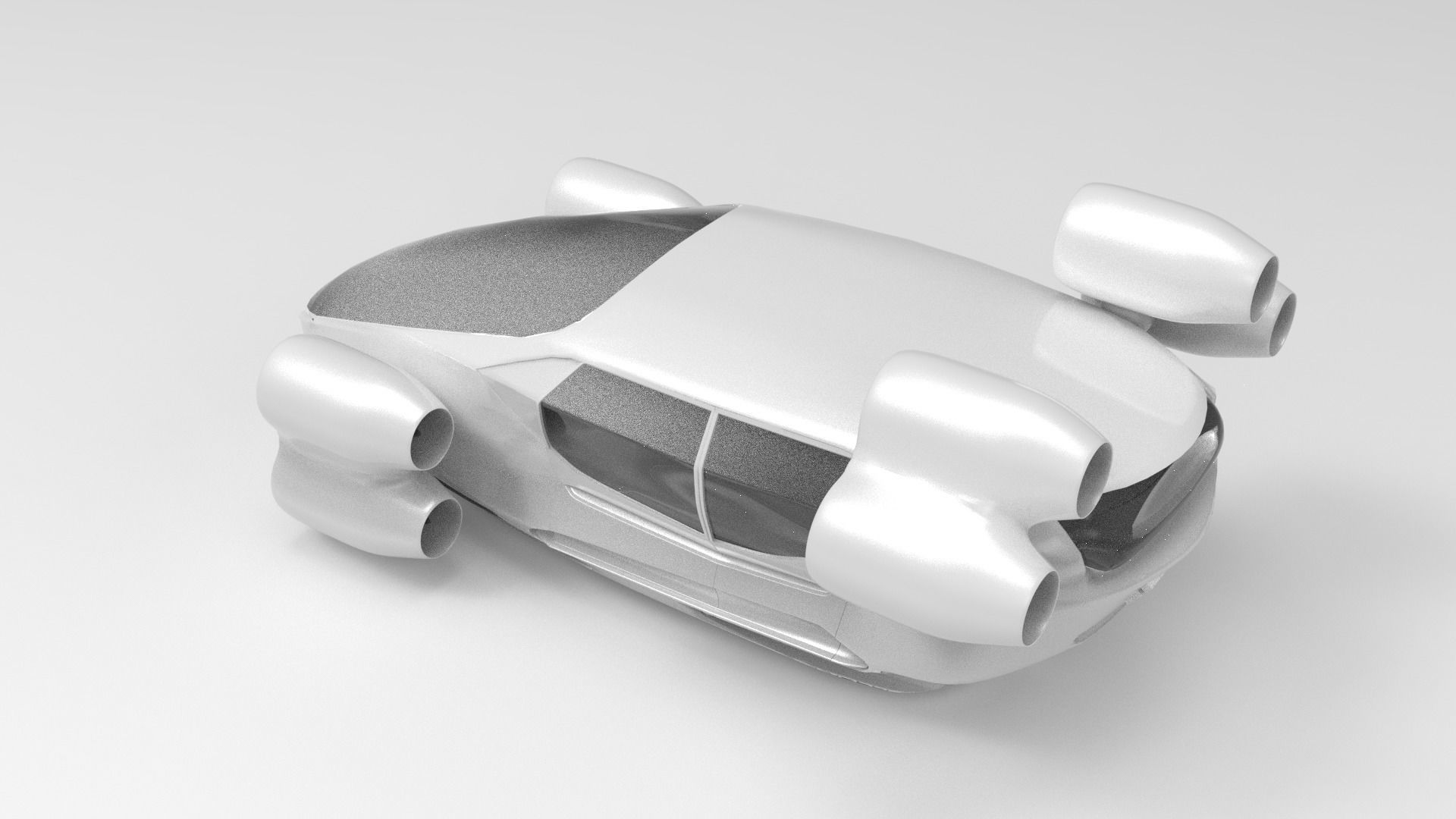 concept fantasic Air car with Jet engine Low-poly 3D model_6