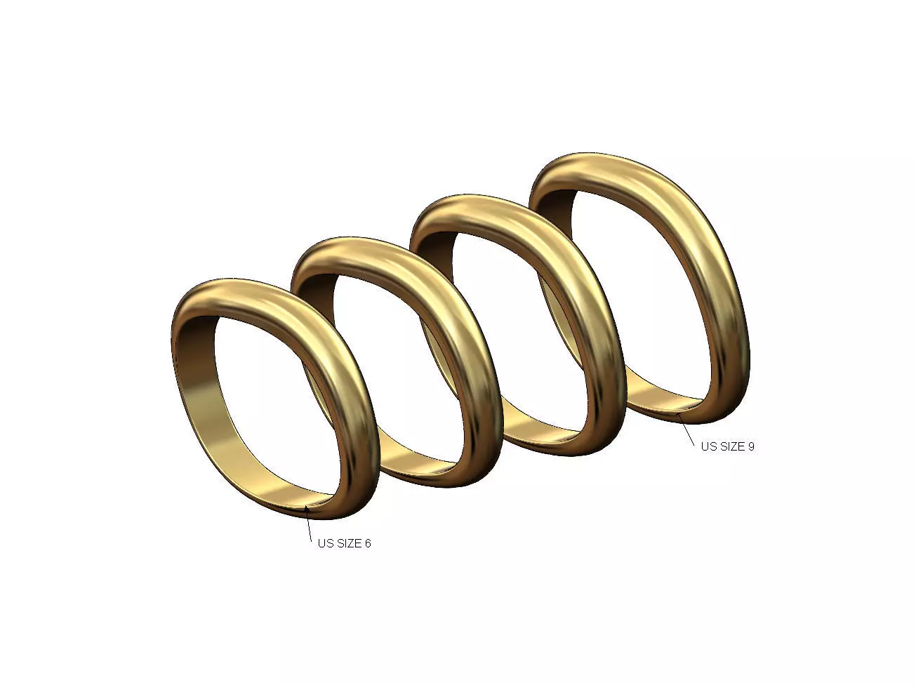 Organic curve dome stacker band US sizes 6to9 3D print model