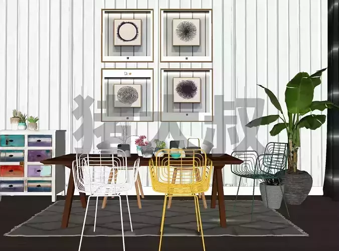 Nordic style restaurant seating combination