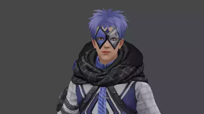 Cyber X 2 character in futuristic outfit Low-poly 3D model