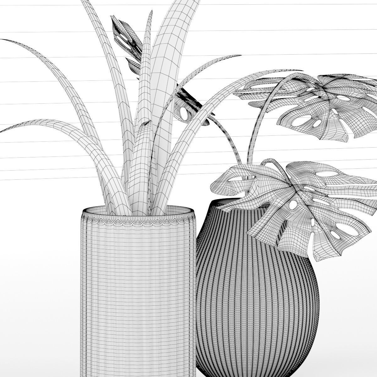 green bouquet composition  3D model_7