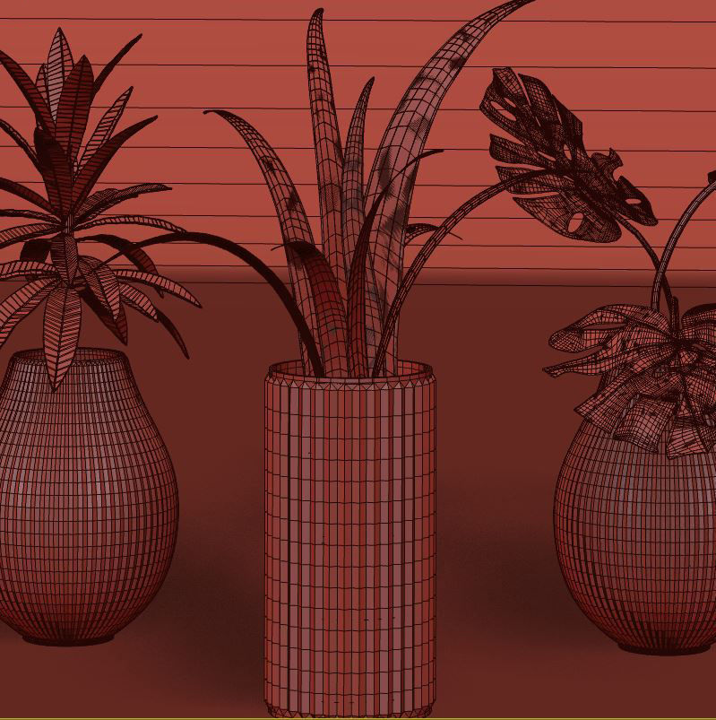 green bouquet composition  3D model_10