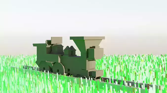 train in grass 3D model