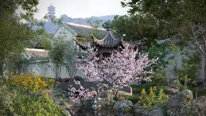 Chinese garden 3D model