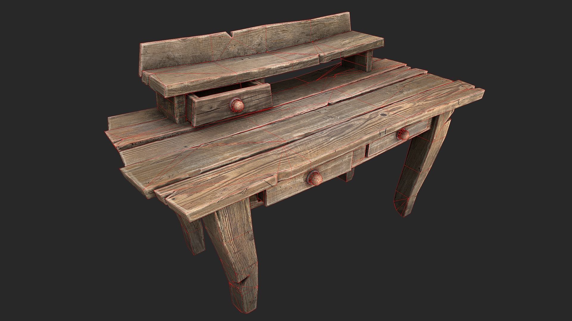 Medieval Lab table Low-poly 3D model_16