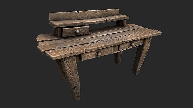 Medieval Lab table Low-poly 3D model