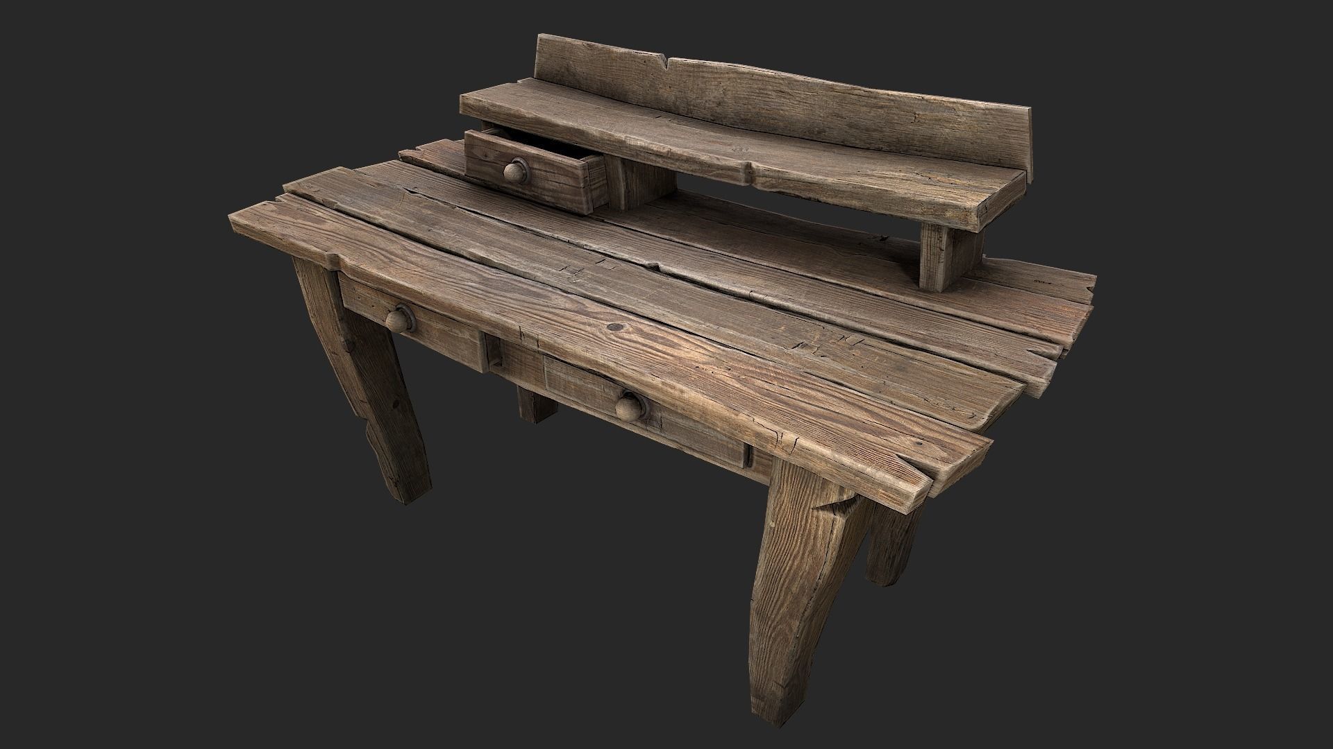 Medieval Lab table Low-poly 3D model_12