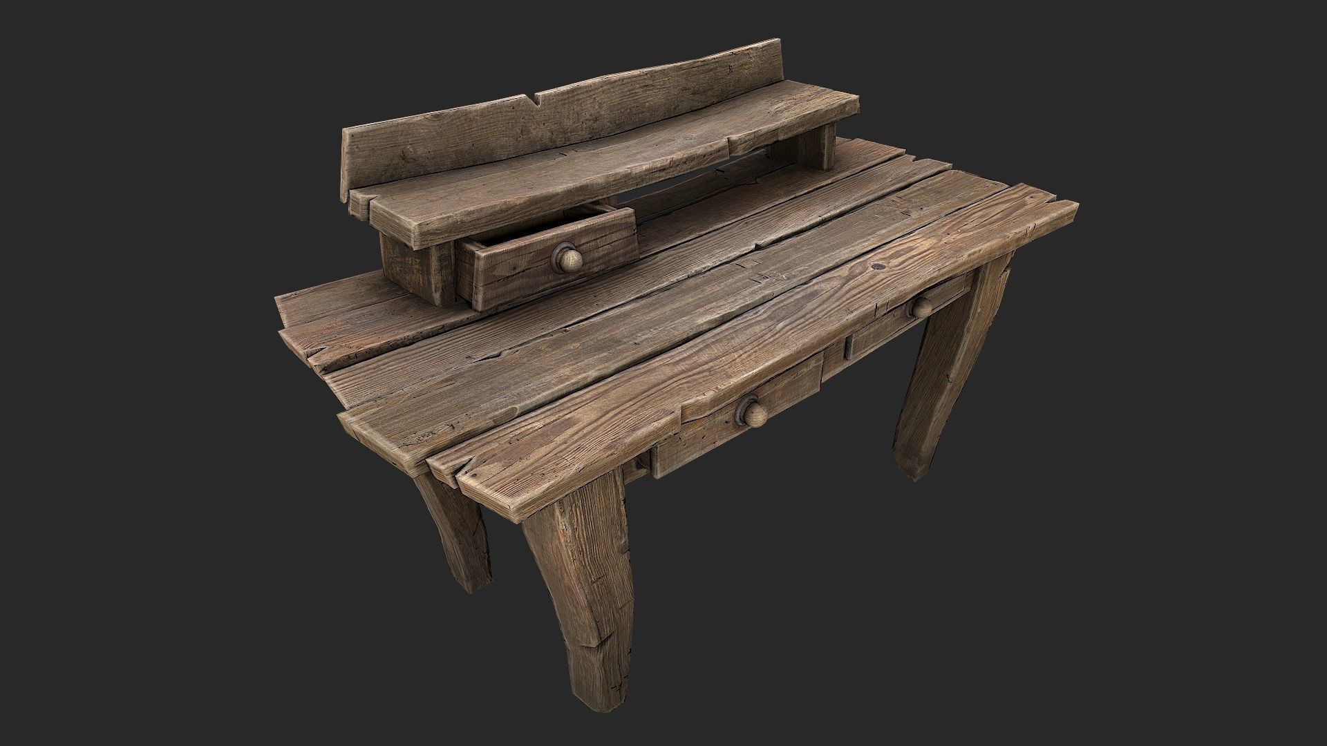 Medieval Lab table Low-poly 3D model_9
