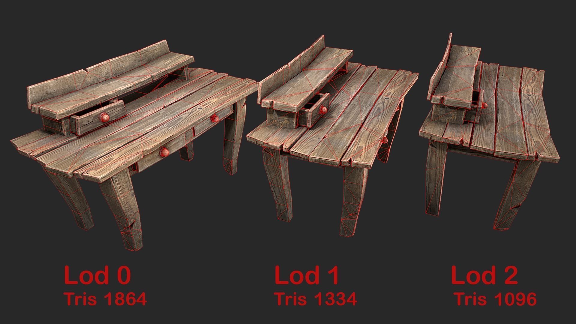 Medieval Lab table Low-poly 3D model_17