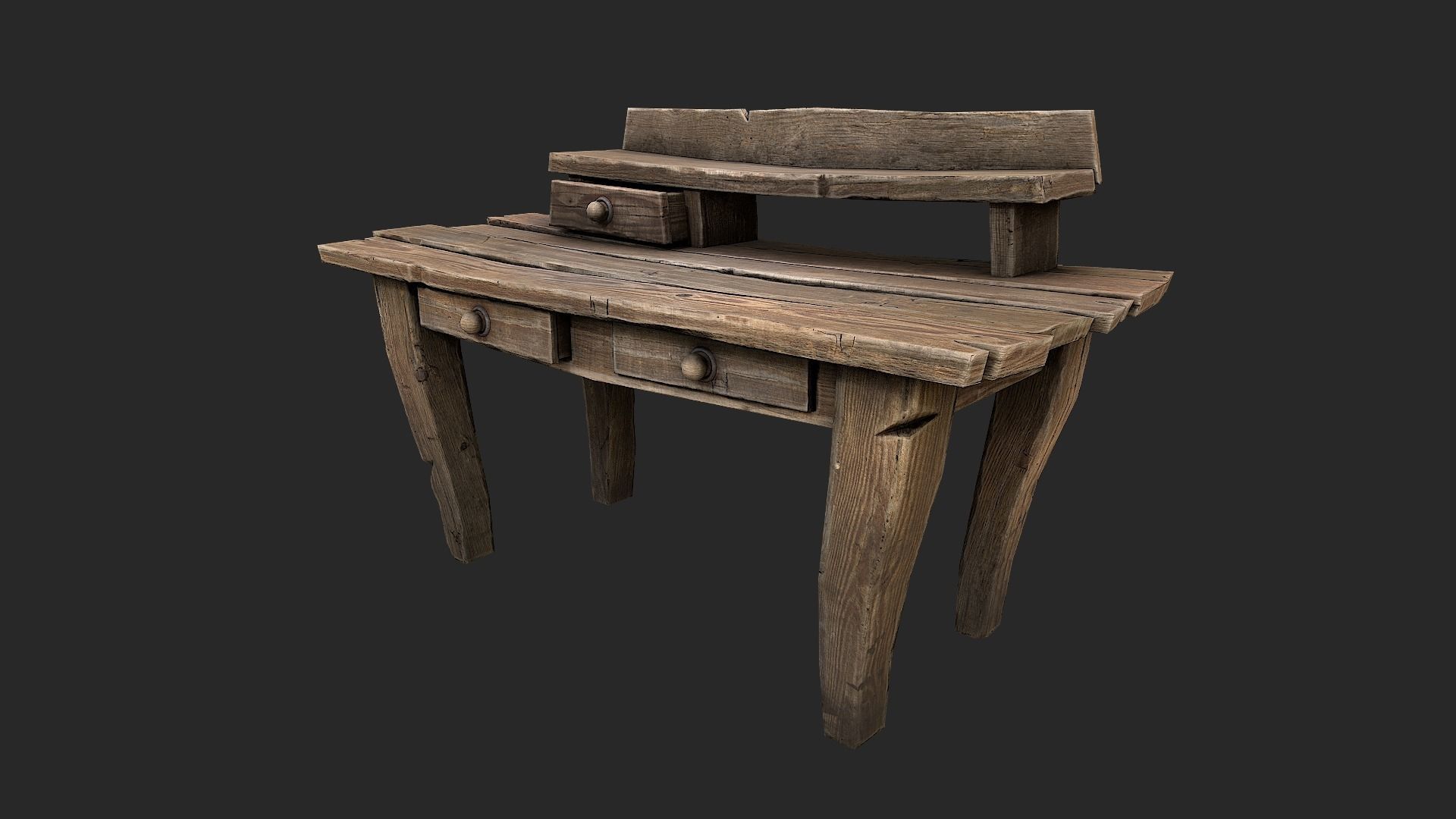 Medieval Lab table Low-poly 3D model_4