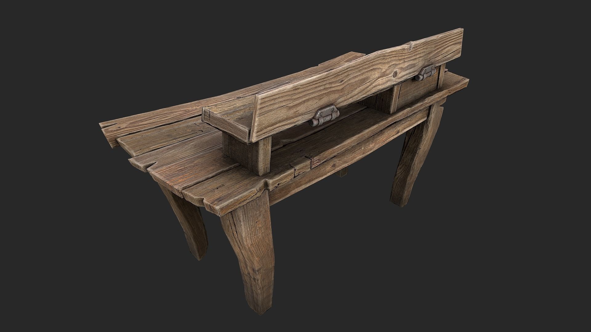Medieval Lab table Low-poly 3D model_6
