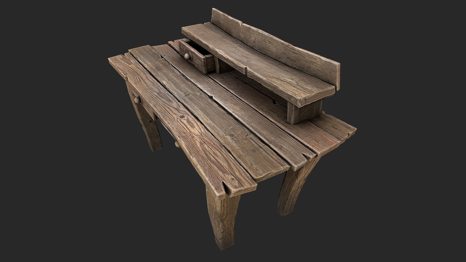 Medieval Lab table Low-poly 3D model_5