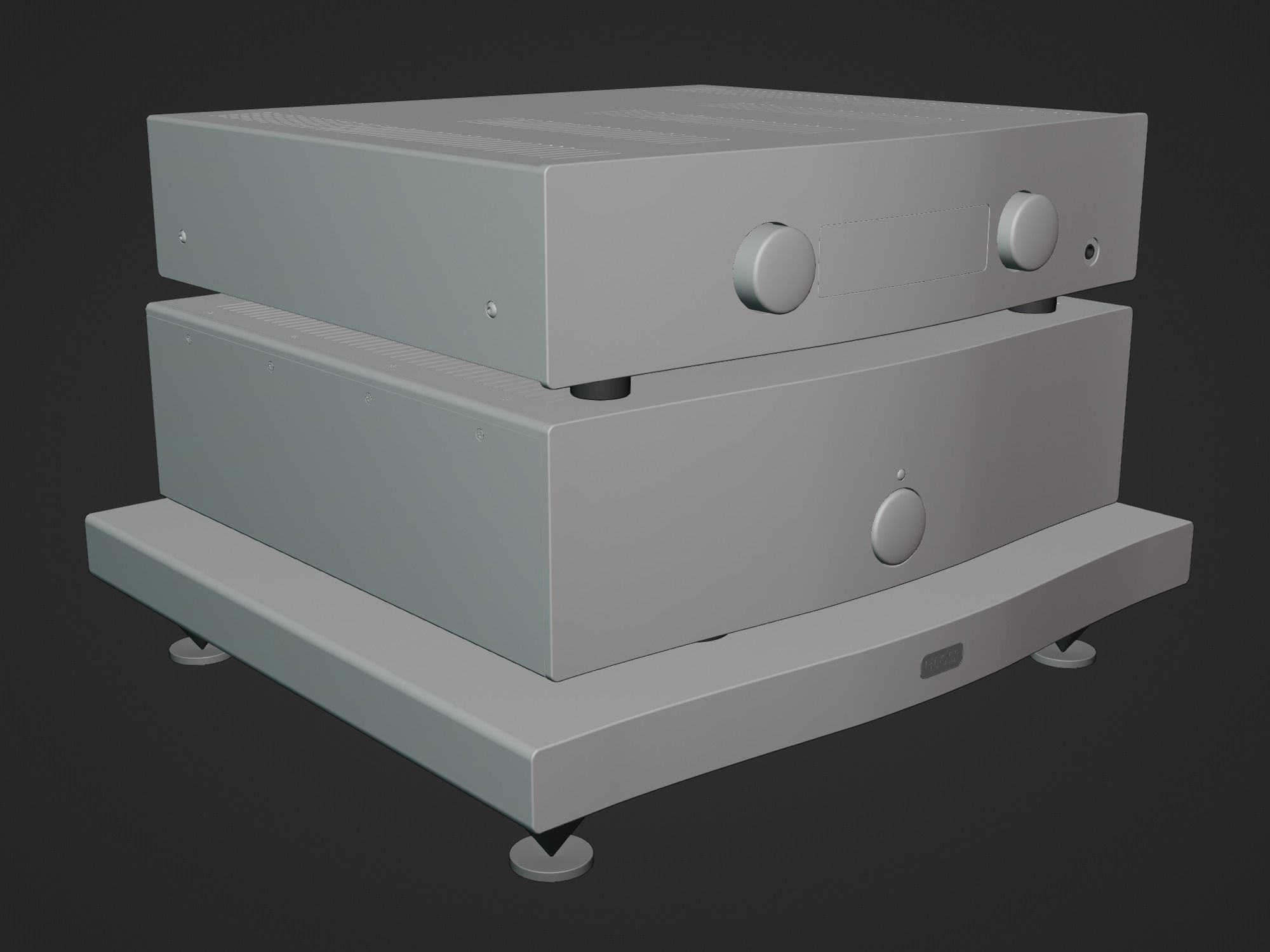 HEGEL H190 Amp and HEGEL H20 Power Amp with Amp Stand 3D model_16