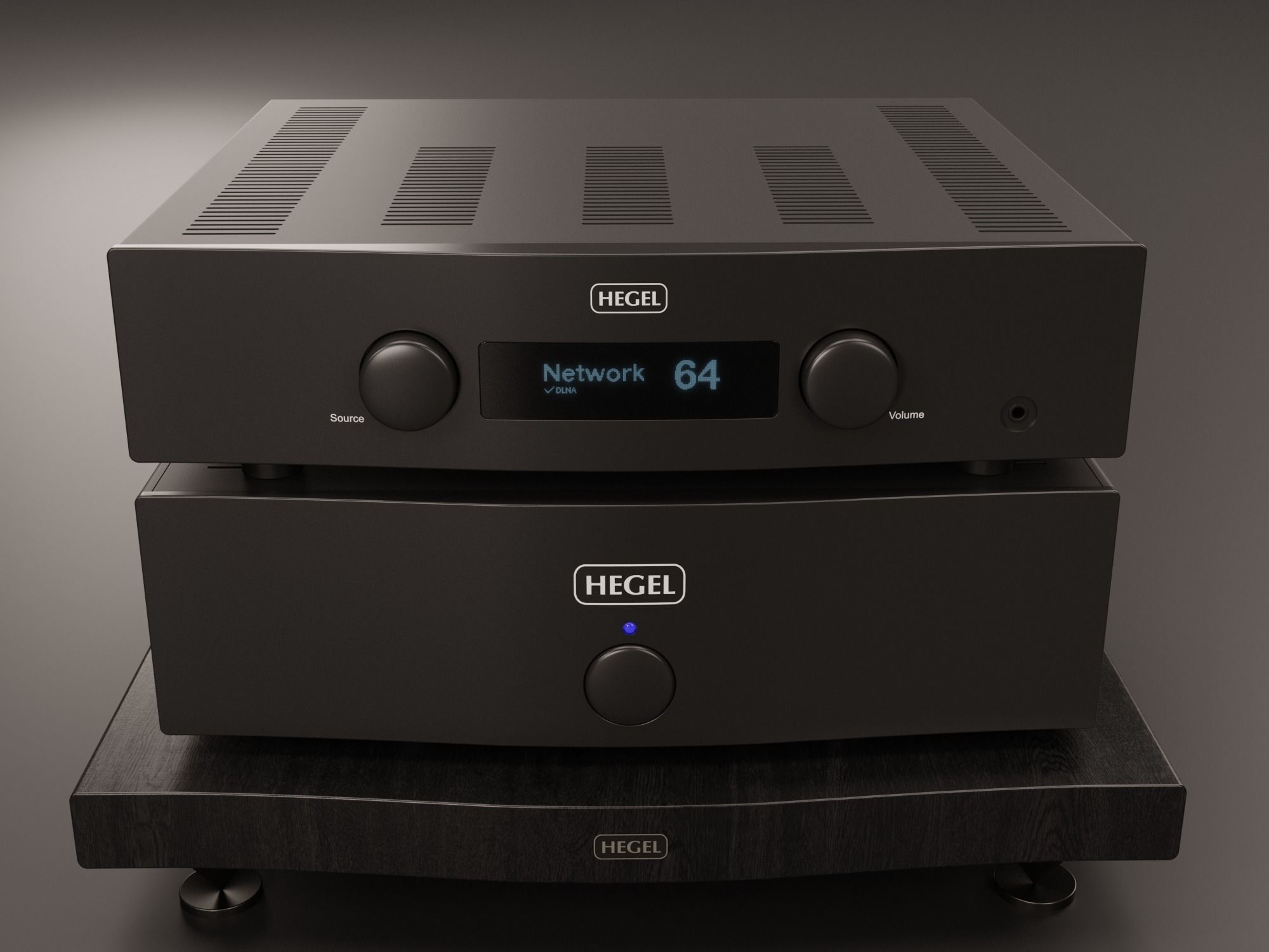 HEGEL H190 Amp and HEGEL H20 Power Amp with Amp Stand 3D model_2