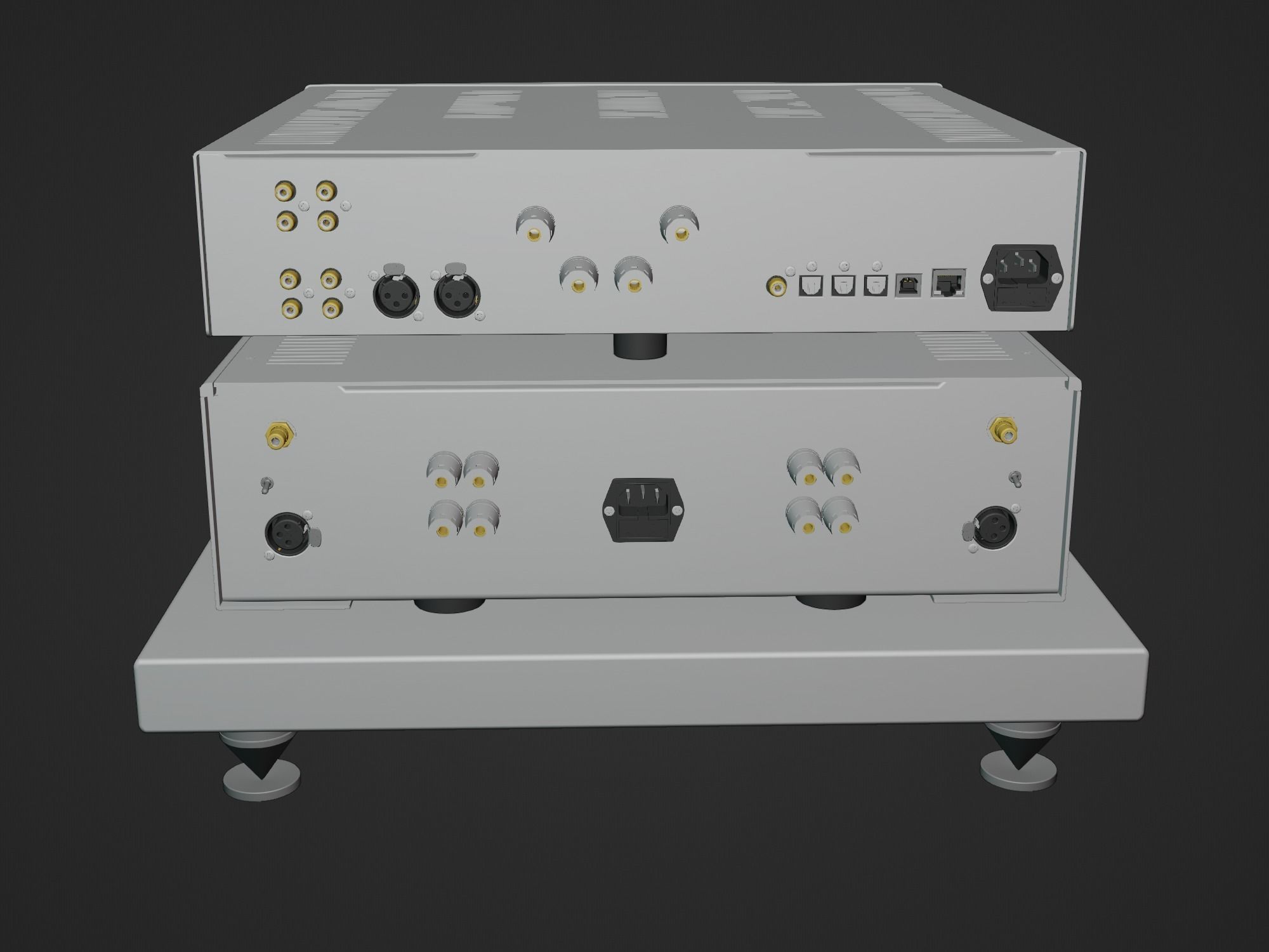 HEGEL H190 Amp and HEGEL H20 Power Amp with Amp Stand 3D model_18