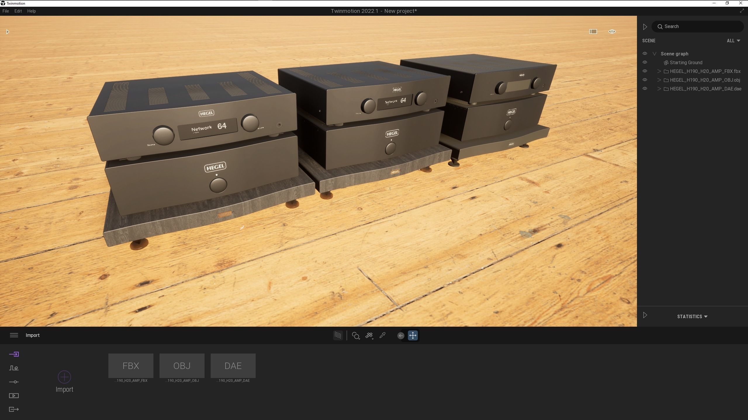 HEGEL H190 Amp and HEGEL H20 Power Amp with Amp Stand 3D model_14