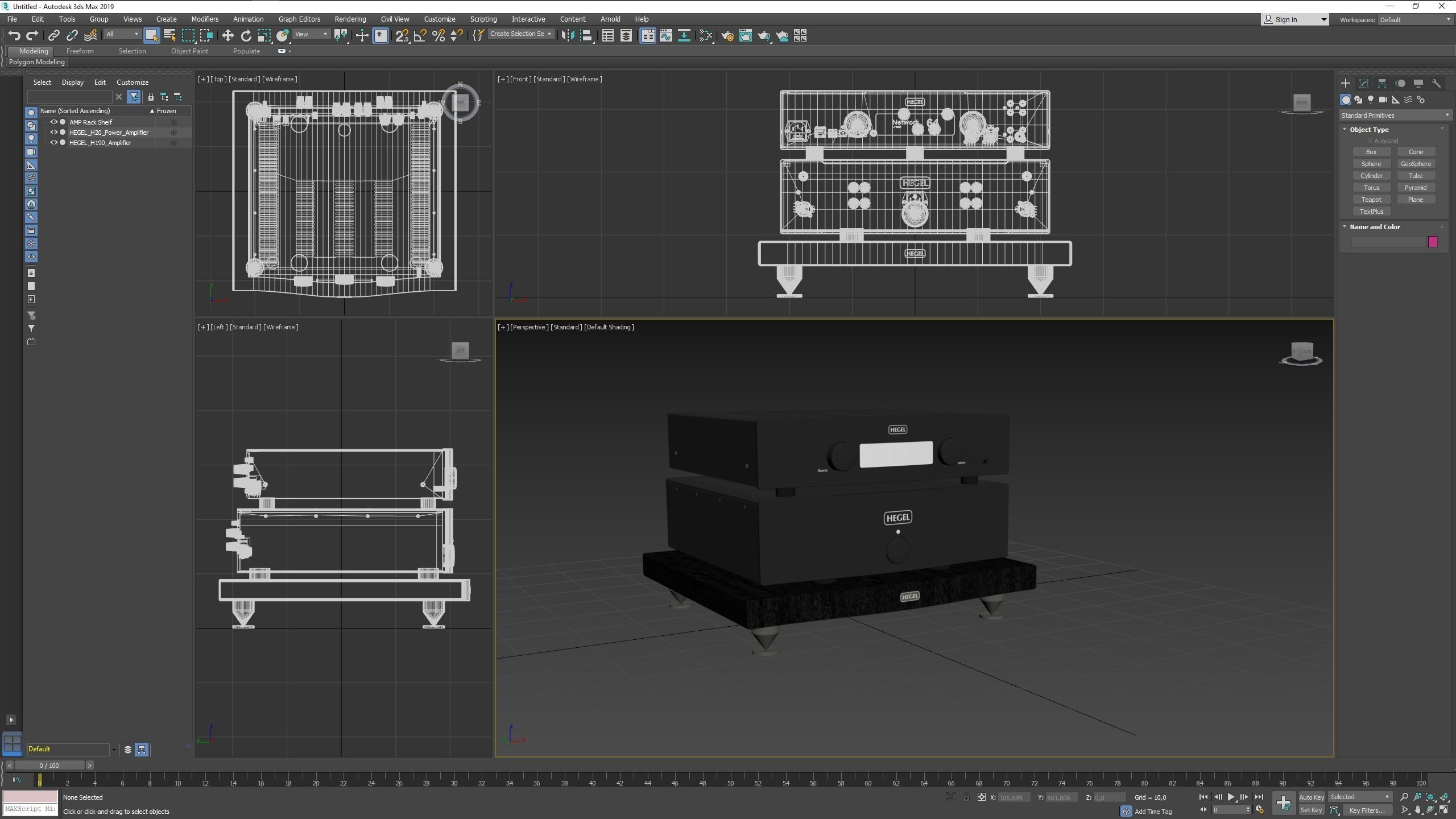 HEGEL H190 Amp and HEGEL H20 Power Amp with Amp Stand 3D model_15