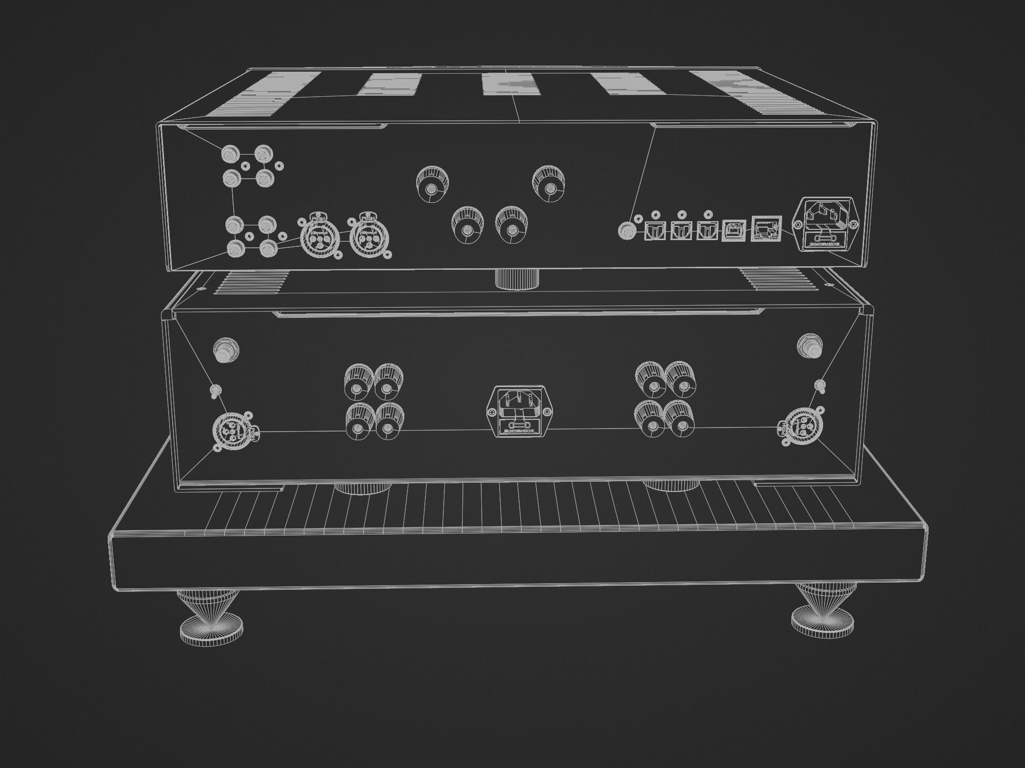 HEGEL H190 Amp and HEGEL H20 Power Amp with Amp Stand 3D model_21