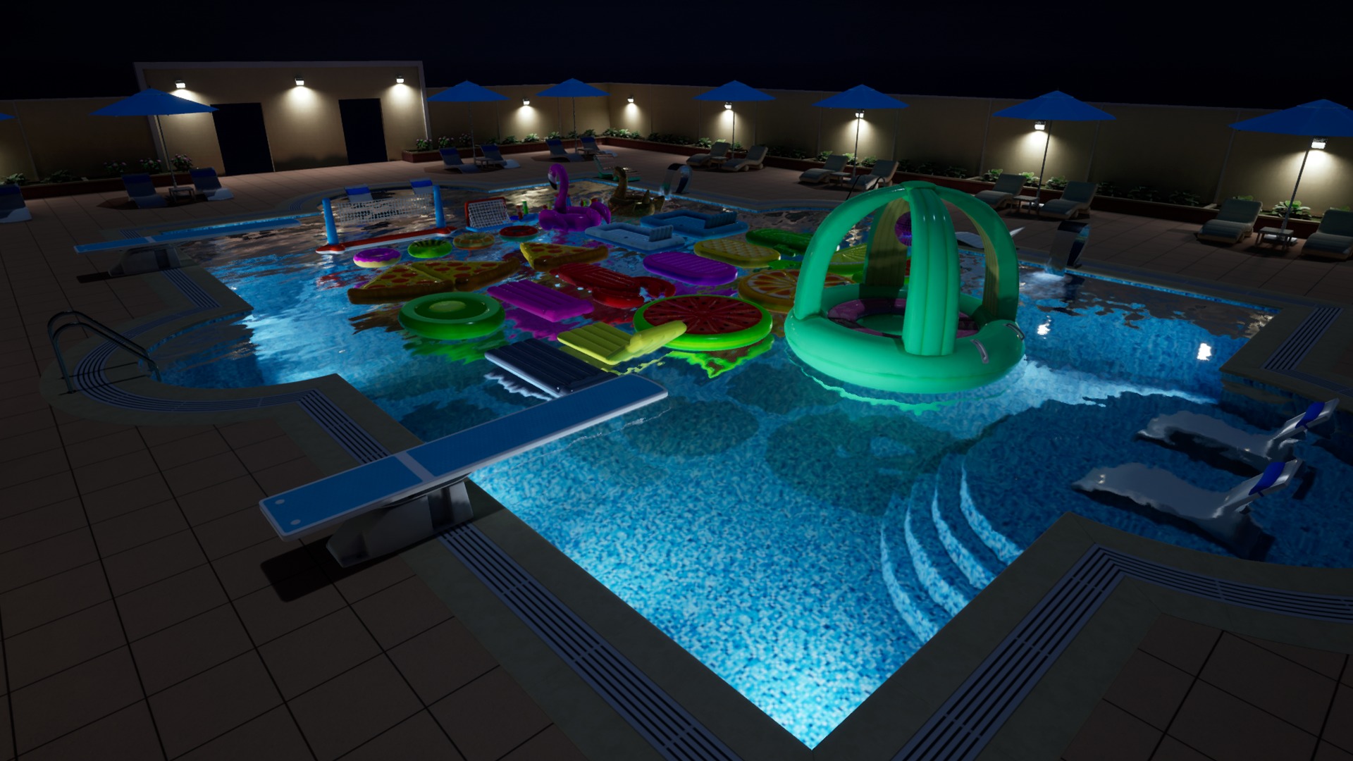 Pool Inflatable floats Low-poly 3D model_14