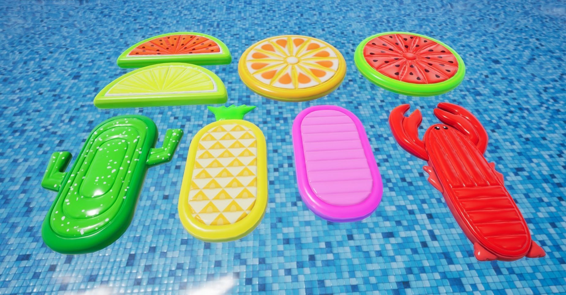 Pool Inflatable floats Low-poly 3D model_2