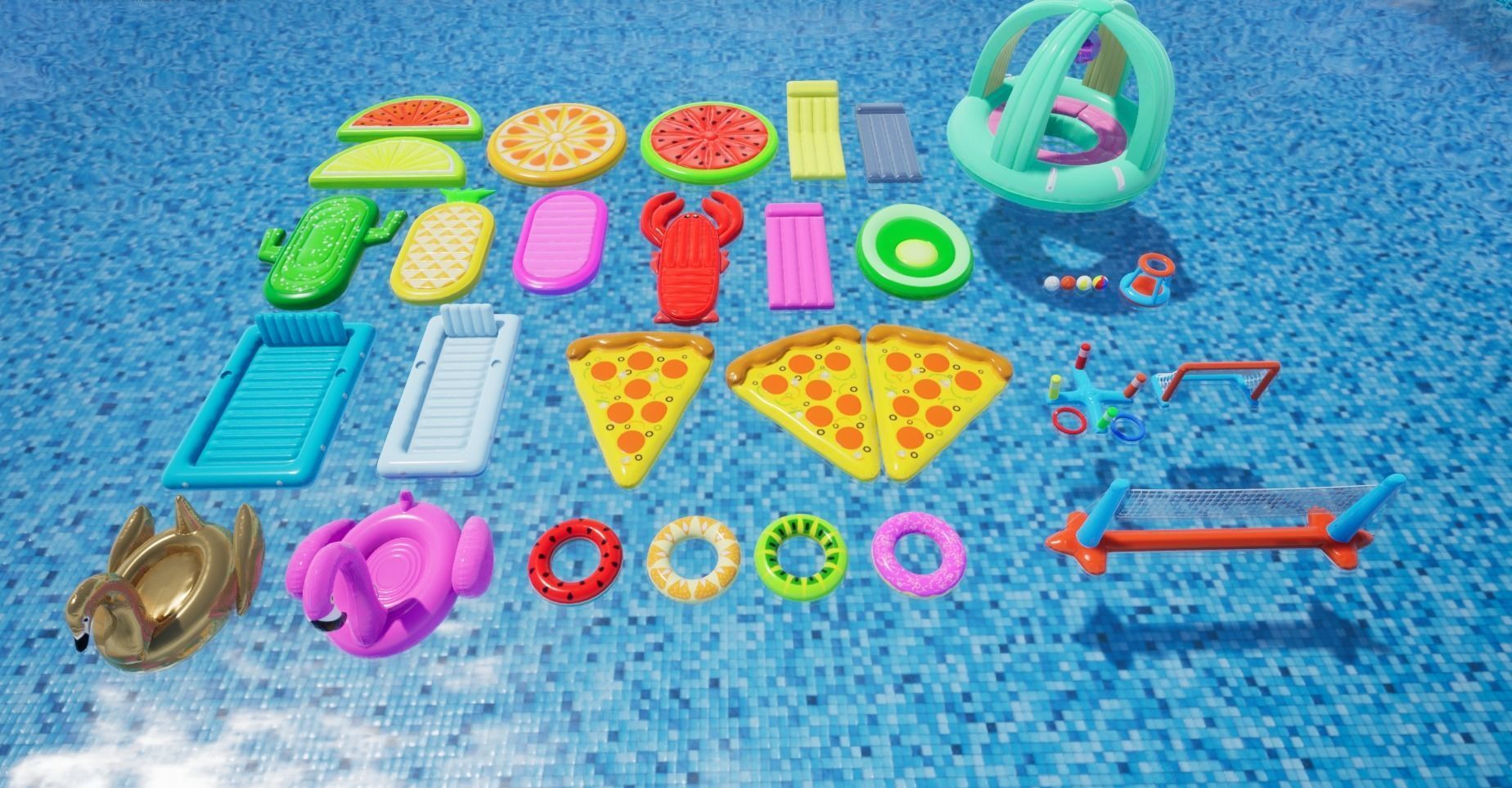 Pool Inflatable floats Low-poly 3D model_0