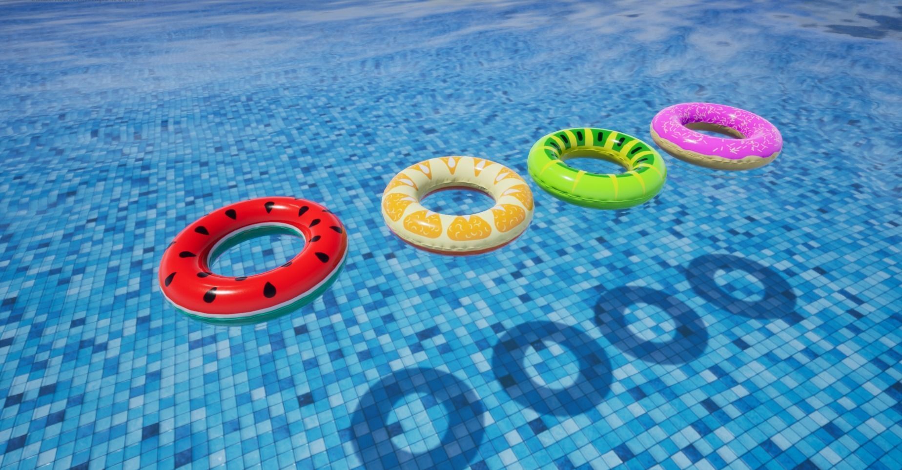 Pool Inflatable floats Low-poly 3D model_4